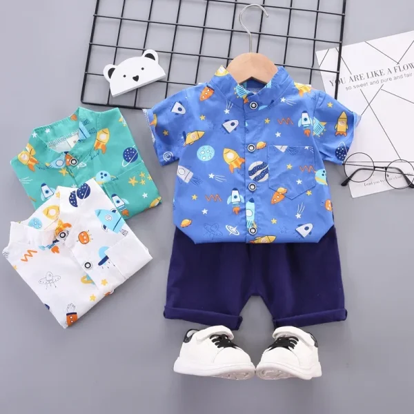 Tenue d'été pour bébé garçon, ensemble chemise et Short