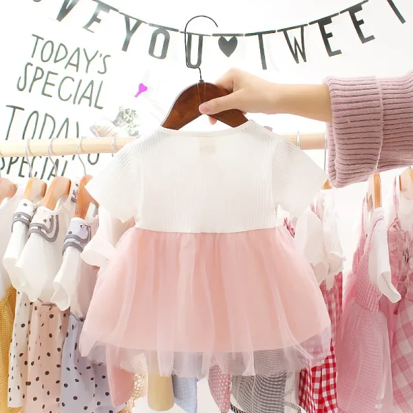 Robe d'été en maille pour filles, faux deux pièces