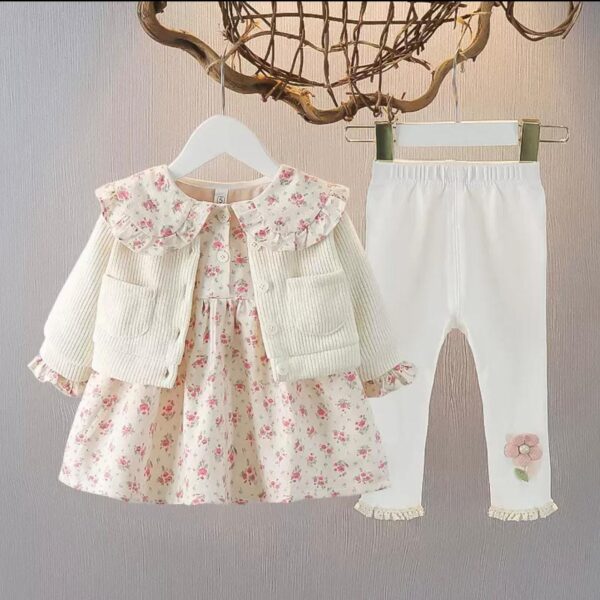 Nouveaux ensembles pour filles, robe 3 pièces, tenues pour bébés petite fille saison  l’automne.